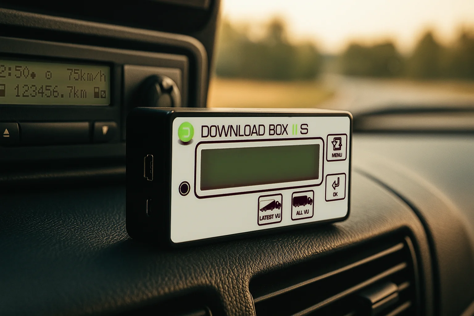 DOWNLOAD BOX II S – vyčítanie dát na palubnej doske DOWNLOAD BOX II S – vyčítanie na palubnej doske v kabíne