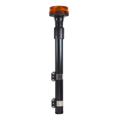 LED maják, 12-24V, 12x3W oranžový s teleskopickou tyčou na motocykel, ECE R65 R10