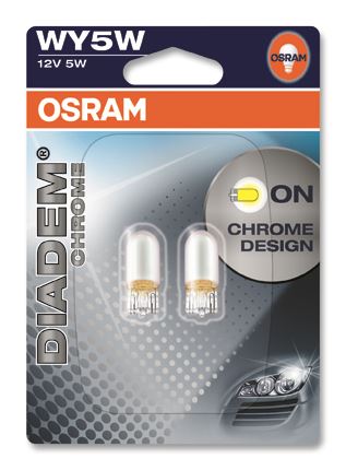 OSRAM 12V WY5W (W2, 1x9, 5d) 12V diadem chrome (2ks) oranžová Duo-blister