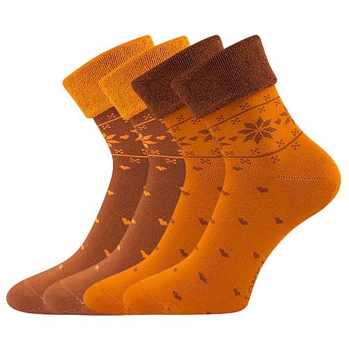 Ponožky Frotana nórsky vzor oranžová/hrdzavá