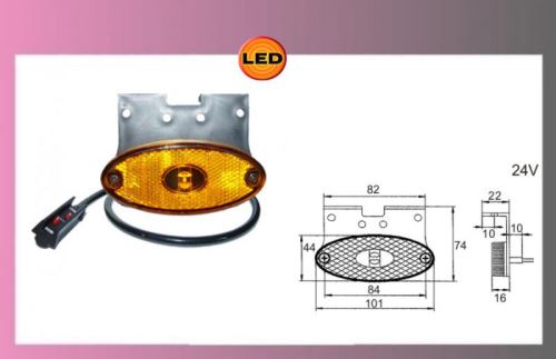 LED FLATPOINT II oranž.24V-+kábel+držiak