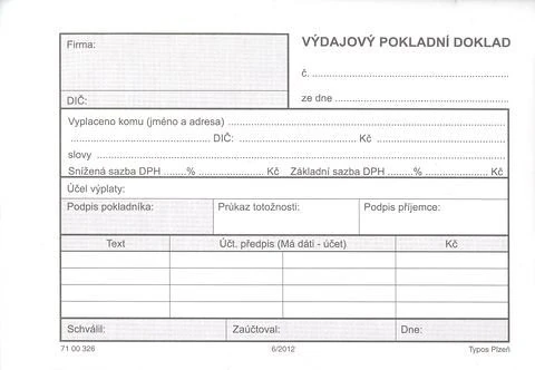 Pokladničný doklad výdavkový - copy, 100 listov