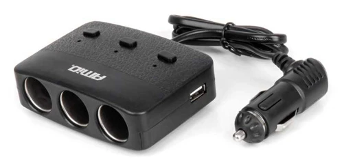 Roztrojka zapaľovača s vypínačmi 12/24V, 2x USB, 100W