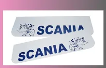 zástera kolesa SCANIA 600x180-pár-predná-biela-modré písmo-GRIFFIN