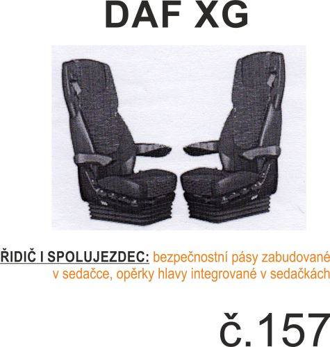 Poťahy sedadiel DAF XF, XG (2 pásy) č.157 – menčester - červeno/čierne