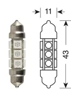 žiarovka LED 24V, SV 11x43mm, SV8,5-8 - červená žiarovka LED 24V, SV 11x43mm, SV8,5-8 - červená