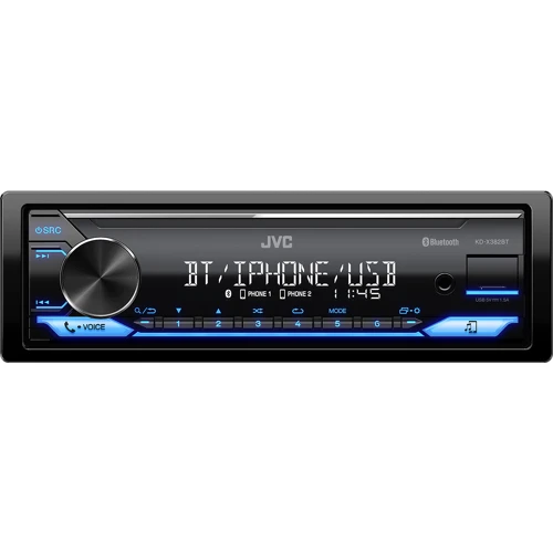 JVC autorádio bez mechaniky/Bluetooth/USB/AUX/modrá farba podsvietenia/odním.panel
