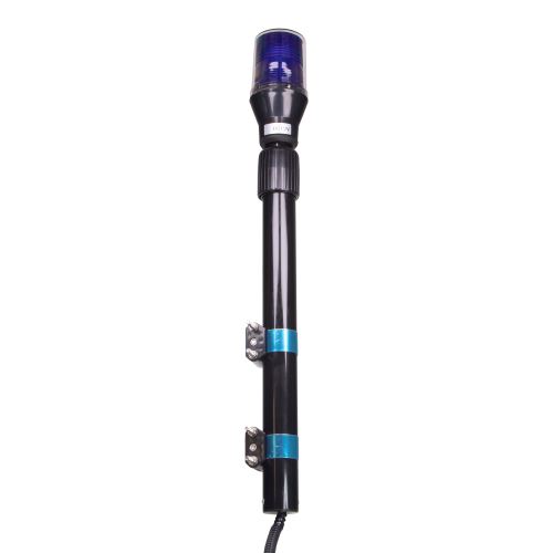 LED maják, 12V, 30LED modrý s teleskopickou tyčou na motocykel