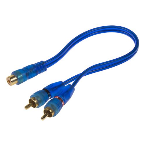 RCA Y audio kábel BLUE BASIC line, 1x samica, 2x samec