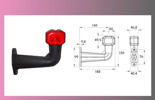 SUPERPOINT 24V/4W červ./biely-rameno 90 a