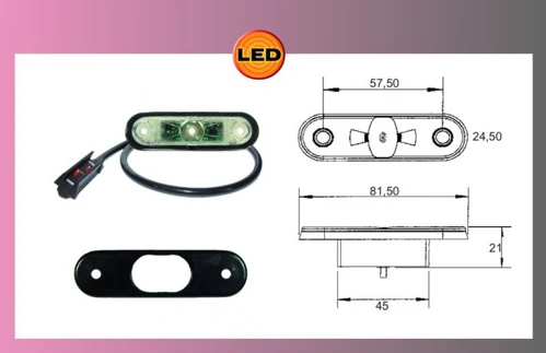 LED POSIPOINT II-biele 12/24V+kábel