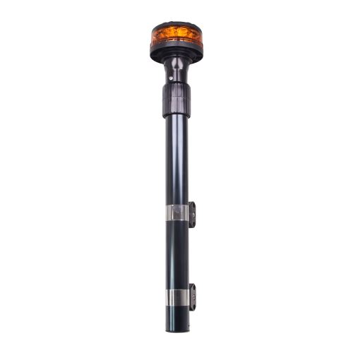 LED maják, 12-24V, 12x3W oranžový s teleskopickou tyčou na motocykel, ECE R65 R10