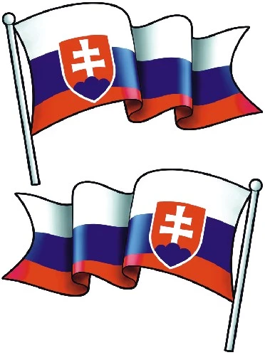 Samolepka Slovenská vlajka rozviata so stožiarom - 12 x 7 cm, 12 x 7 cm