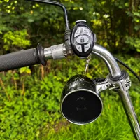 Zvukový systém na motocykel, skúter, ATV s USB, BT, 2 x diaľkové ovládanie, farba chróm (2)