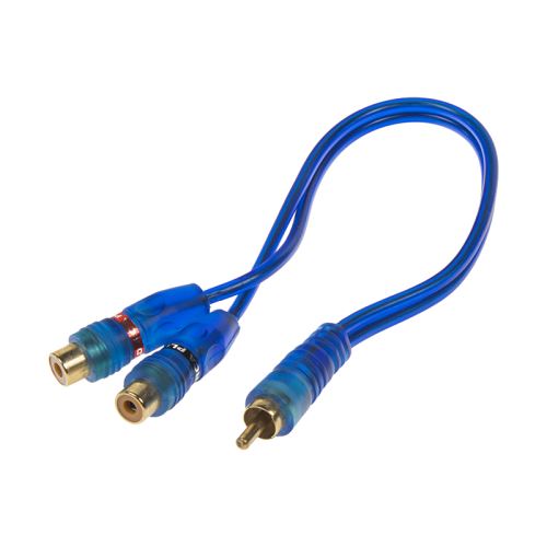RCA Y audio kábel BLUE BASIC line, 2x samica, 1x samec