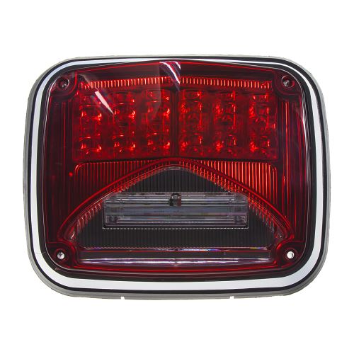 Výstražné LED svetlo obdĺžnikové s prísvitom, 12-24V, červené, ECE R65