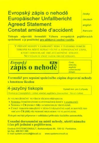 Európsky zápis o nehode - 8jazyčný