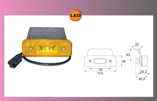 svetlo LED-oranž.24V/0,55w +kábel+držiak