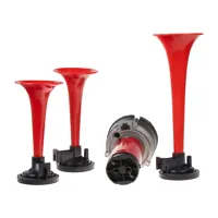 3-tónová fanfára 220mm, 12V červená s kompresorom ECE R28 (1)