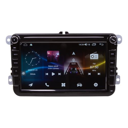 Autorádio pre VW, Škoda s 8" LCD, Android, WI-FI, GPS, CarPlay, Bluetooth, 4G, 2x USB