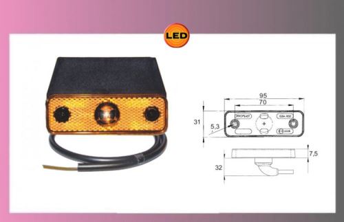 svetlo LED oranž.24V+kábel +držiak