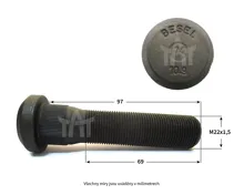 skrutka kolesa RVI MIDLUM M18x1,5x55mm - predná