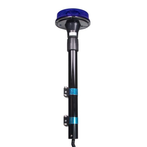 LED maják, 12V, 6 x 1W modrý s teleskopickou tyčou na motocykel