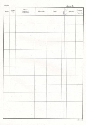Kniha odoslanej pošty, 20 listov