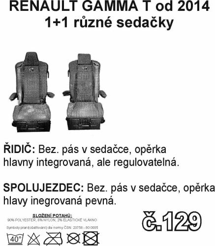 Poťahy sedadiel RENAULT č.129 – menčester