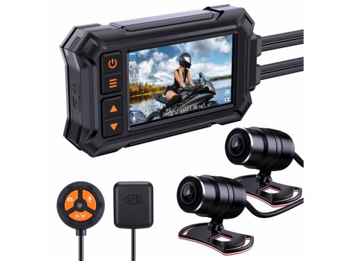 Motocyklová kamera DUAL FULL HD, 3" LCD, IP67 s GPS