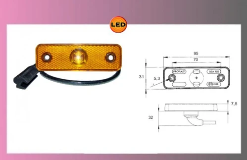 svetlo LED oranž.24V/0.8W-kábel 0.5m