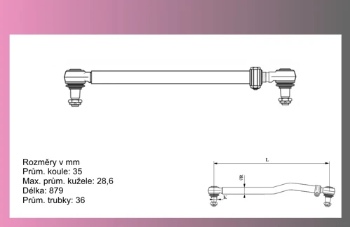 tyč riadiaca MB ACTROS- L= 872mm