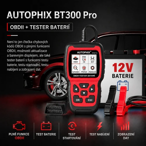 Tester akumulátorov/univerzálna autodiagnostika Autophix BT300PRO