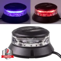 Robustný modro-červený LED maják, čierny hliník, 36W, ECE R10