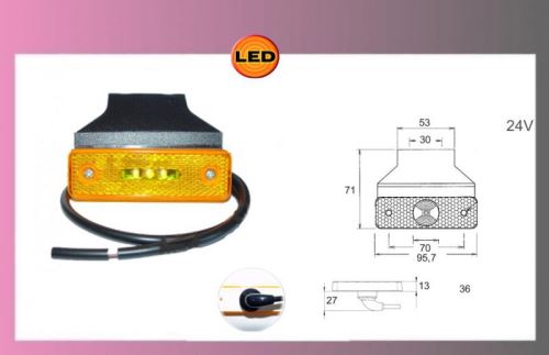 svetlo LED oranž.24V/0,8W +kábel+držiak