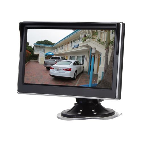 LCD monitor 5" čierna / strieborná s prísavkou s možnosťou inštalácie na HR držiak