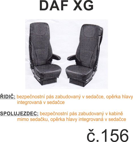 Poťahy sedadiel DAF XF, XG (1 pás) č.156 – menčester - modro/čierne