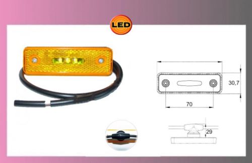 svetlo LED oranž.24V/0,8W +kábel 0,5m