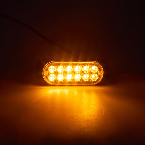 SLIM výstražné LED svetlo vonkajšie, oranžové, 12/24V, 12 x 1W