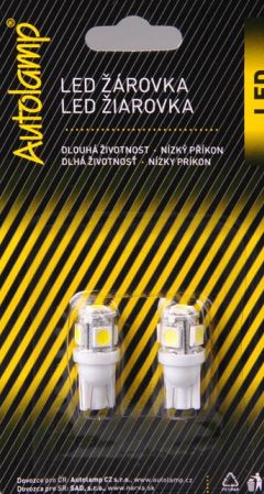 2ks žiarovka LED 24V 5W W2, 1x9, 5d číra 5xLED 5050