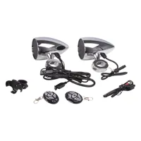 Zvukový systém na motocykel, skúter, ATV s USB, BT, 2 x diaľkové ovládanie, farba chróm