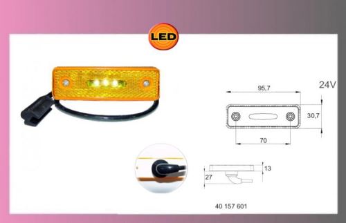 svetlo LED oranž.24V/0,8W +kábel 0,5m