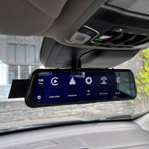 Monitor 9,66" s Apple CarPlay, Android auto, Bluetooth, Dual DVR v zrkadle pre montáž na zrkadlo