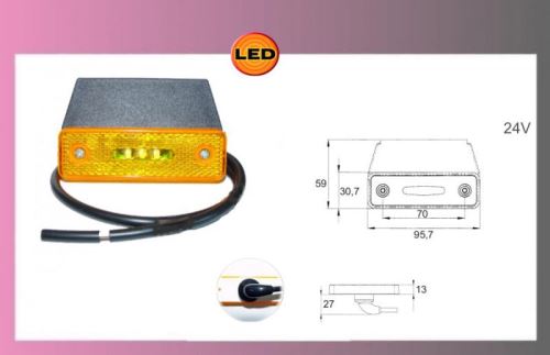 svetlo LED oranž.24V/0,8W +kábel+držiak