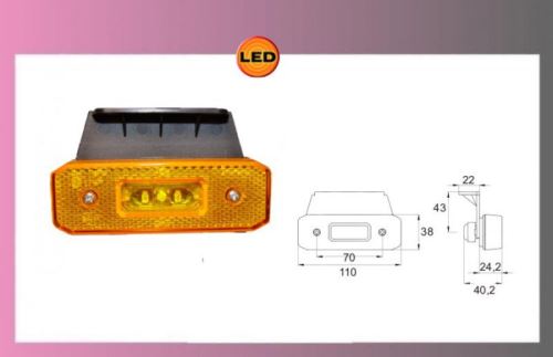 svetlo LED-oranž.24V/0,55w+kábel+držiak