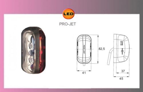 LED-PRO-JET-červ./biely-12/24V+ kábel