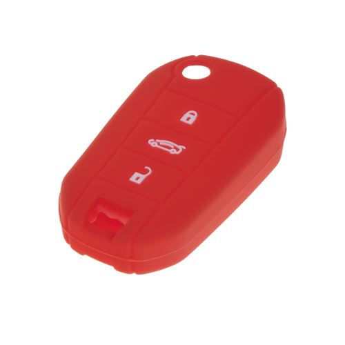 Silikónový obal pre kľúč Peugeot, Citroën, 3-tlačítkový, červený