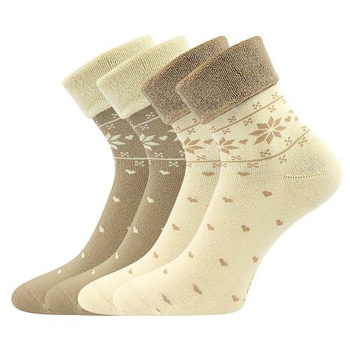 Ponožky Frotana nórsky vzor béžová/prírodná
