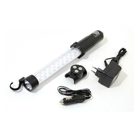Svietidlo montážne 27+7LED, nabíjacie s magnetom, 12/220V
