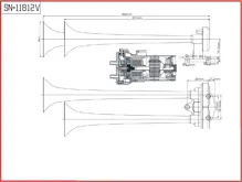 2-tónová fanfára 380mm, 12V stály/striedavý tón s kompresorom (1)